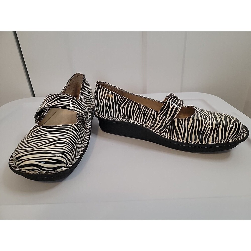 Alegria Black & Cream Zebra Print Mary Janes Size 39 9 9.5 FEL-420